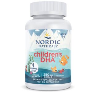 Nordic Naturals Children's DHA, Omega-3 250 mg dla dzieci, smak truskawkowy - 360 mini kapsułek
