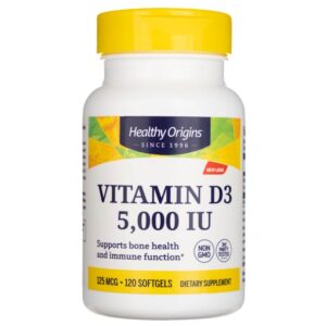 Healthy Origins Witamina D3 5000 IU - 120 kapsułek